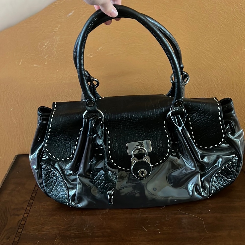 Moschino black muffin lock and key purse